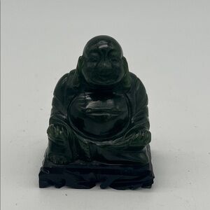 Green Aventurine Laughing Buddha Figurine 2.5” Hand Carved Stone